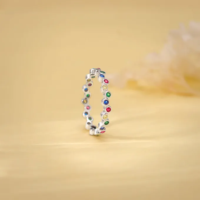 Silver Colourful Elegant Ring