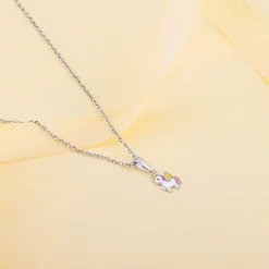 Silver Colourful Unicorn Kids Pendant With Link Chain (7-10 yrs)