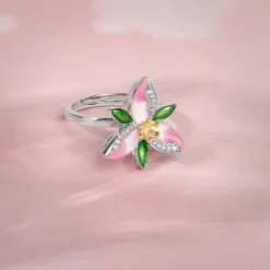 Silver Convertible Pink Trillium Ring