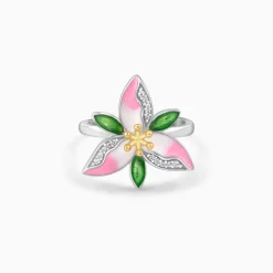 Silver Convertible Pink Trillium Ring