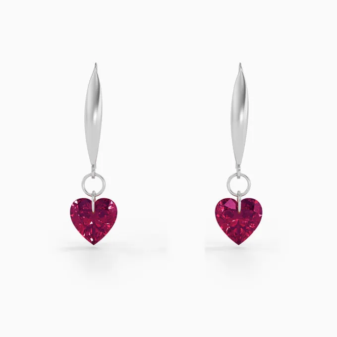 Silver Crimson Love Earrings