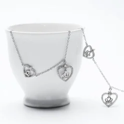 Silver Crown Heart Anklet