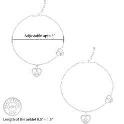 Silver Crown Heart Anklet