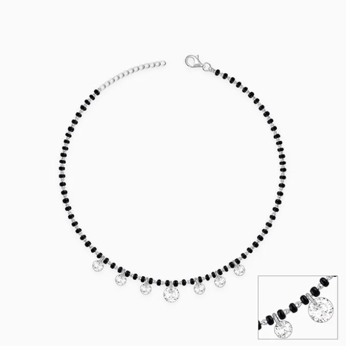 Silver Crystal Charm Anklet