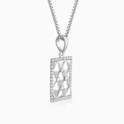 Silver Crystal Core Pendant With Box Chain For Him