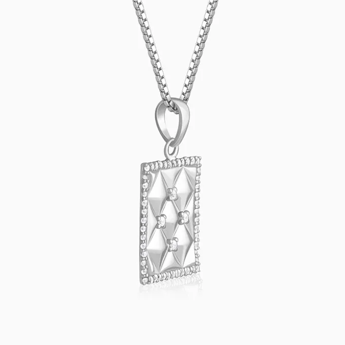Silver Crystal Core Pendant With Box Chain For Him