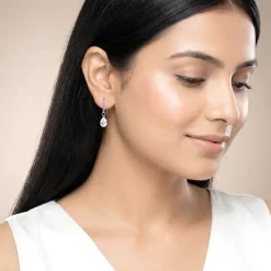 Silver Crystal Dew Drop Earrings