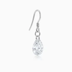 Silver Crystal Dew Drop Earrings