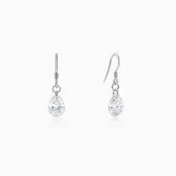 Silver Crystal Dew Drop Earrings