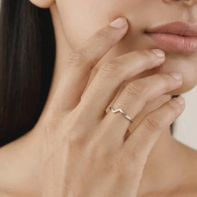 Silver Curvy Lines Ring