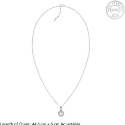 Silver Cushion Halo Pendant With Link Chain