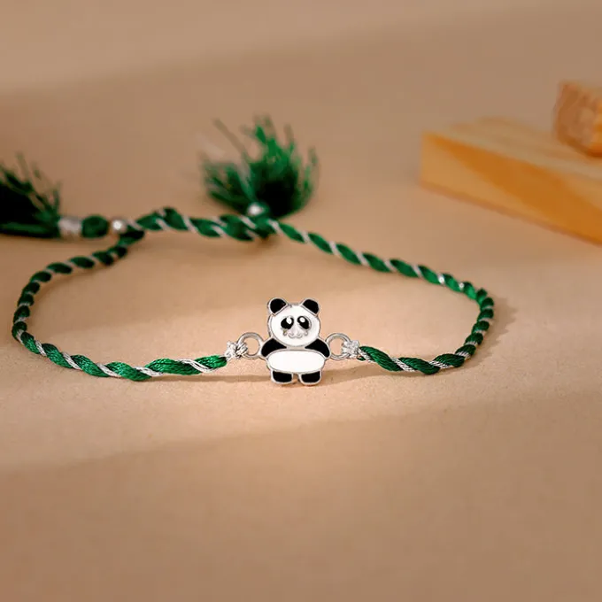 Silver Cute Panda Rakhi for Kids