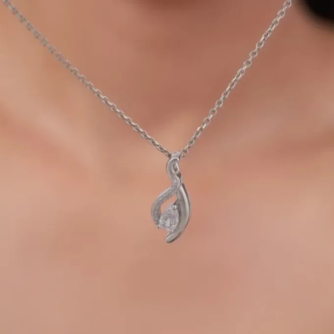 Silver Dancing Swirl Pendant with Link Chain