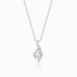 Silver Dancing Swirl Pendant with Link Chain