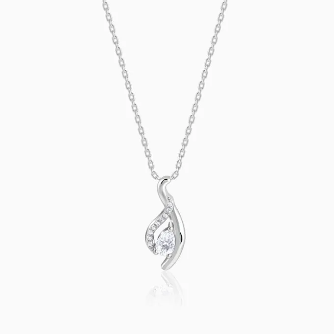 Silver Dancing Swirl Pendant with Link Chain