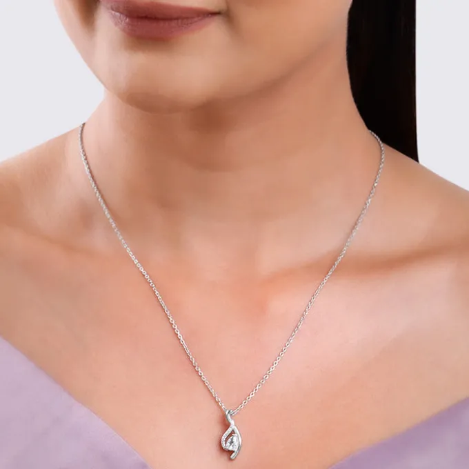 Silver Dancing Swirl Pendant with Link Chain