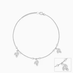Silver Dangling Triple Leaf Charm Anklet