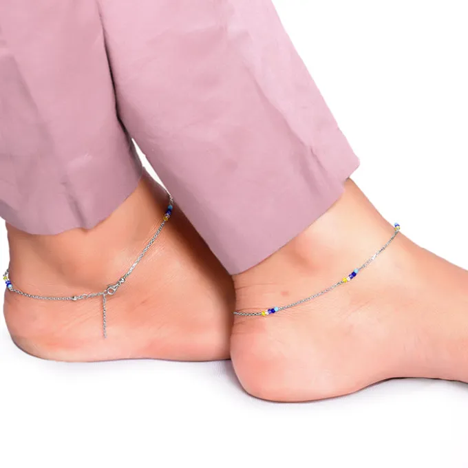 Silver Dawn Glow Anklet