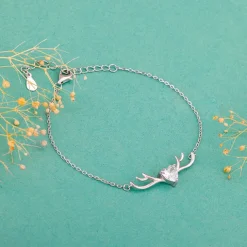 Silver Deer Heart Bracelet