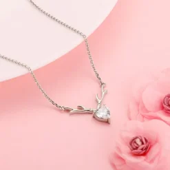 Silver Deer Heart Necklace