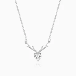 Silver Deer Heart Necklace