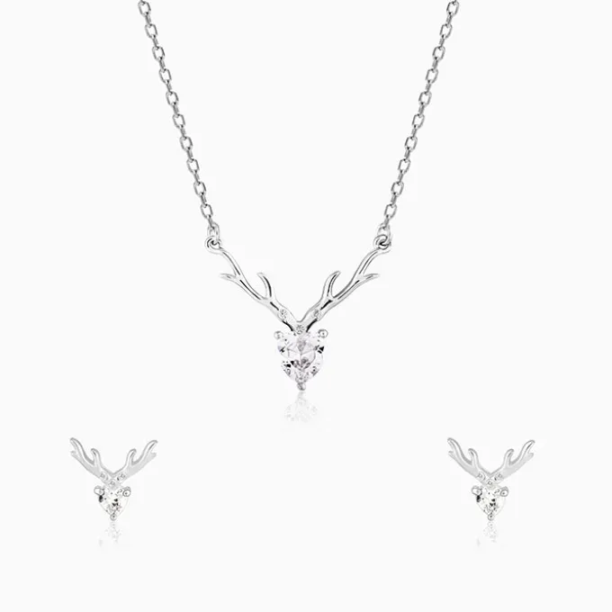 Silver Deer Heart Set