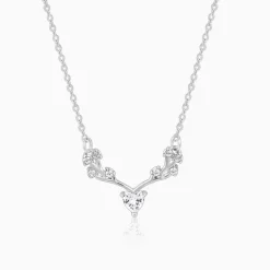 Silver Deer Heart Zircon Necklace