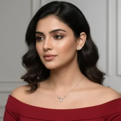 Silver Deer Solitaire Heart Set