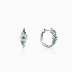 Silver Dreamy Flower Hoop Earrings