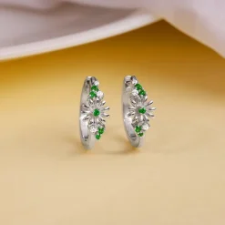 Silver Dreamy Flower Hoop Earrings