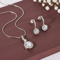 Silver Drizzle Drop Set with Link Chain