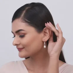 Silver Drops of Pearl Earrings
