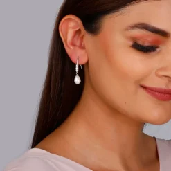 Silver Drops of Pearl Earrings