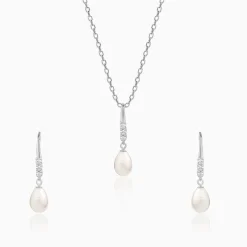 Silver Drops of Pearls Set