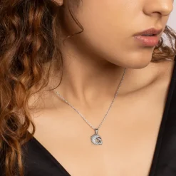 Silver Dual Dolphin Pendant with Link Chain