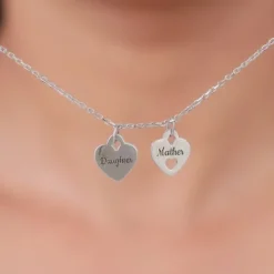 Silver Dual Heart Name Personalised Necklace
