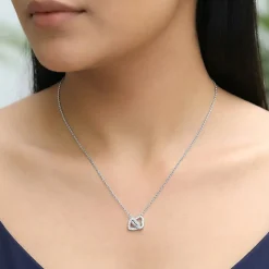 Silver Duo Heart Love Necklace
