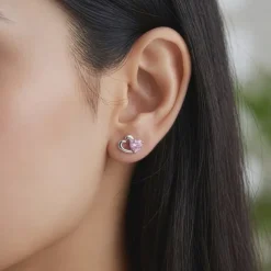 Silver Duo Heartbeats Stud Earrings