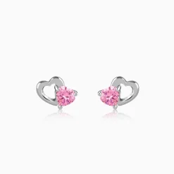 Silver Duo Heartbeats Stud Earrings