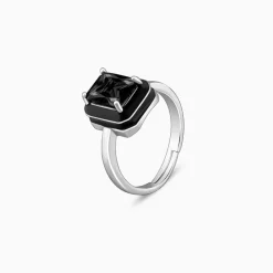 Silver Ebon Black Ring