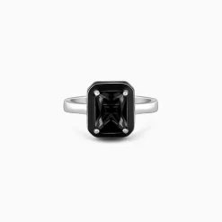 Silver Ebon Black Ring