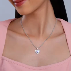 Silver Echo of Love Pendant With Link Chain