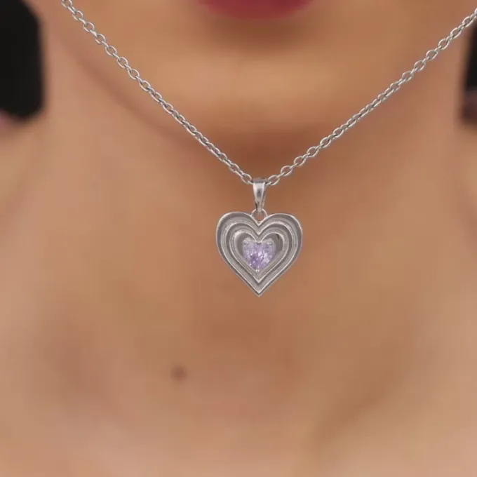 Silver Echo of Love Pendant With Link Chain