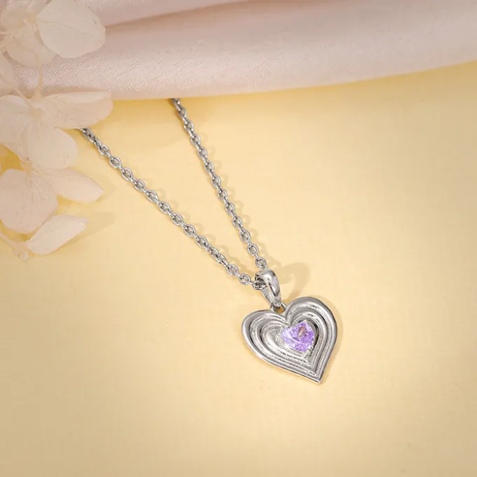 Silver Echo of Love Pendant With Link Chain