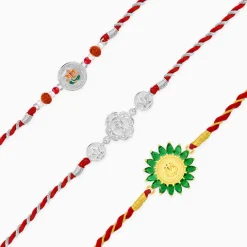 Silver Ekadanta Rakhi Combo (Set of 3)