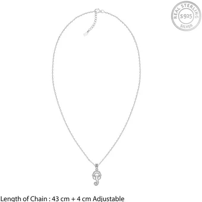 Silver Ekadantaya Pendant with Link Chain