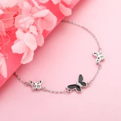 Silver Elegant Butterflies Bracelet