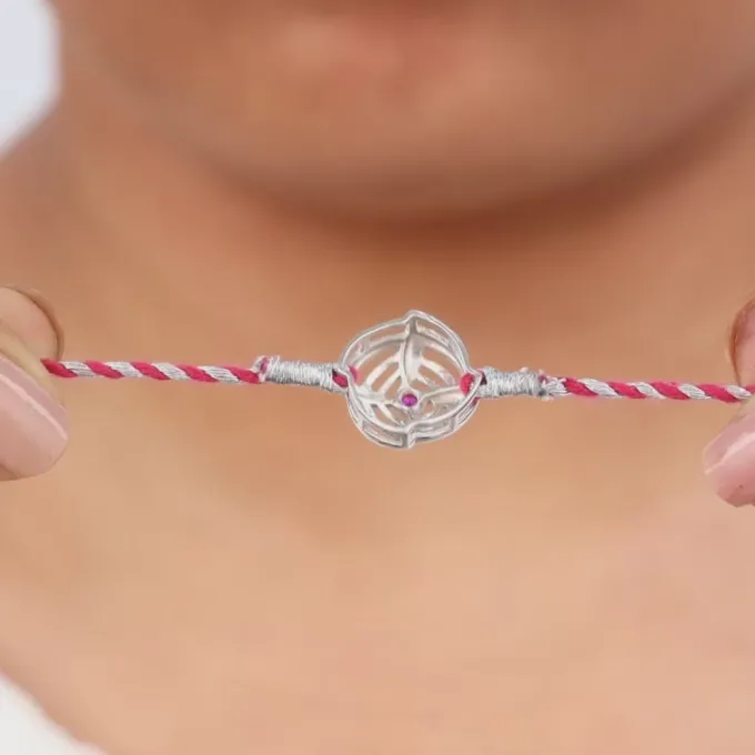 Silver Elegant Circle Rakhi