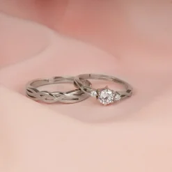 Silver Elegant Love Couples Rings