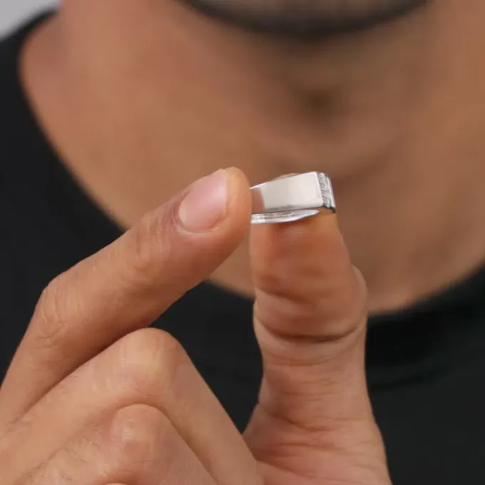 Silver Eminent Glow Ring For Him